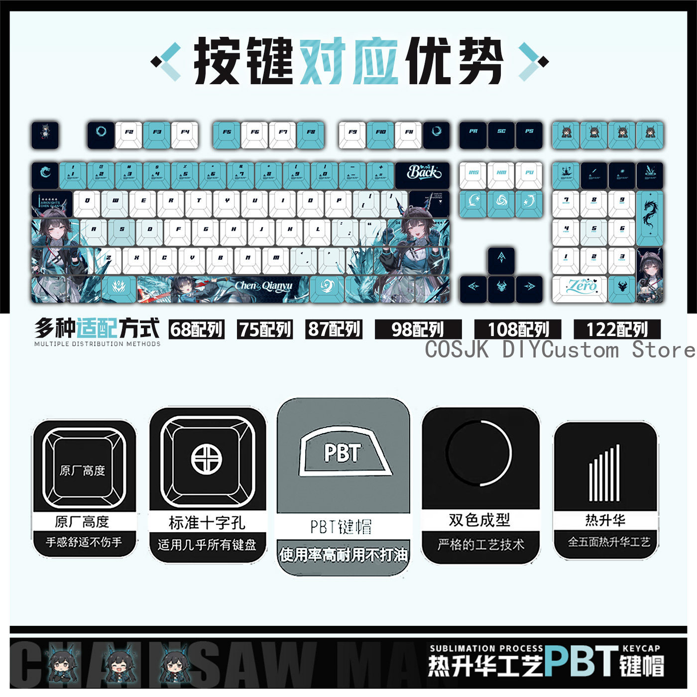 122 Keys Anime Chen Qianyu Ark - Gaming Keyboard Top recension och pris
