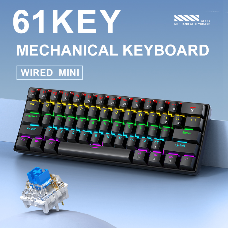 K61 Wired Mechanical Gaming Ke - Keyboard Gaming Blue Switch recension och pris
