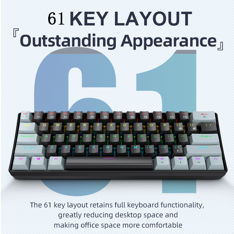 K61 Wired Mechanical Gaming Ke - Keyboard Gaming Blue Switch recension och pris