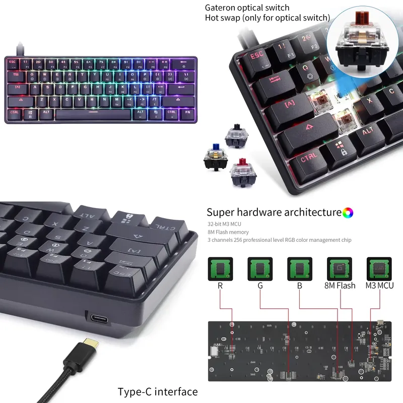 Dropshipping Skyloong Gk61 Sk6 - Gaming Keyboard Mechanical recension och pris