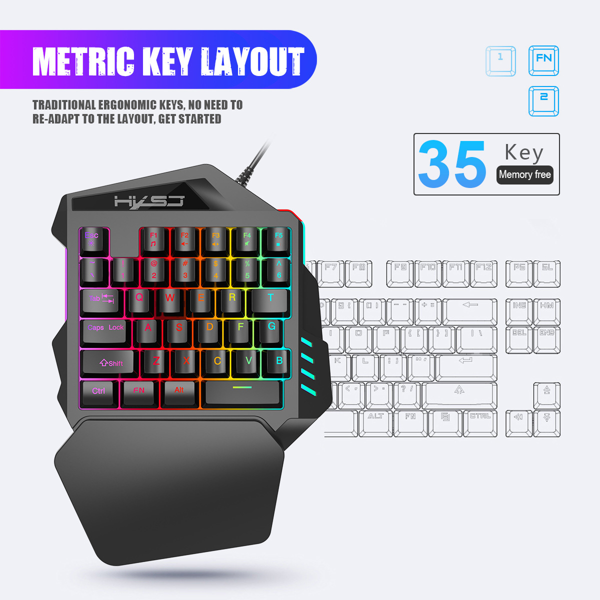 35-key film colorful one-hande - Gaming Keyboard Half recension och pris